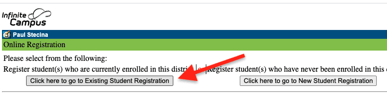 Existing Student Registration