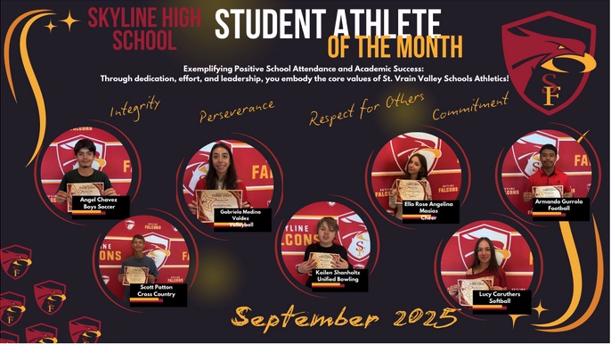 Collage of September 2025 Student Athletes of the Month from Skyline High School, showcasing their achievements and values.