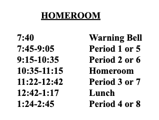 Homeroom Schedule