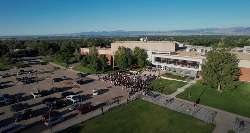 Skyline High School Flyover picture of Freshman first day of school