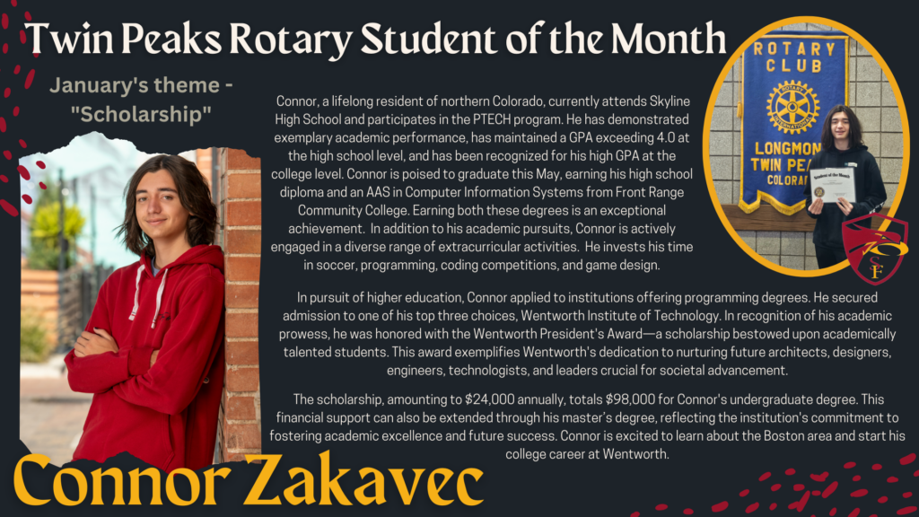 Connor Zakavec Student of the Month
